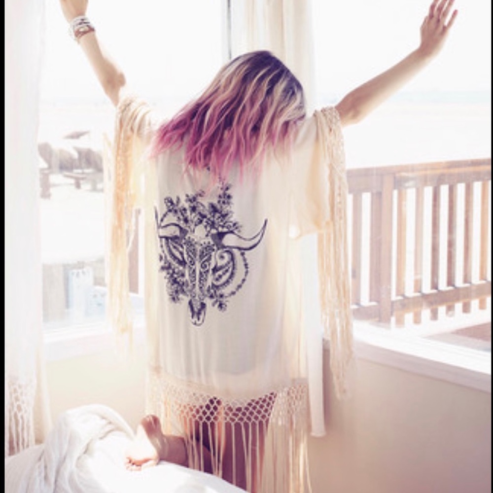 Spell stag amulet kimono